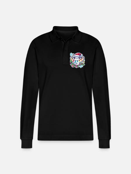 Holiday Ray of Joy - Stanley/Stella Organic Unisex Long-Sleeved Polo Shirt Prepster - black