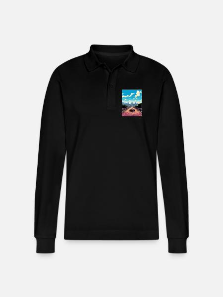 Austin Circuit Motorsport Race Texas Travel Poster - Stanley/Stella Organic Unisex Long-Sleeved Polo Shirt Prepster - black