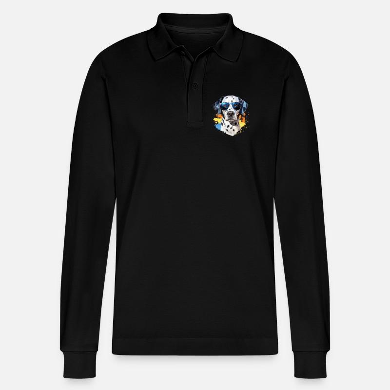 Dalmatiner mit Sonnenbrille - Stanley/Stella Unisex Bio-Langarm-Poloshirt Prepster - Schwarz