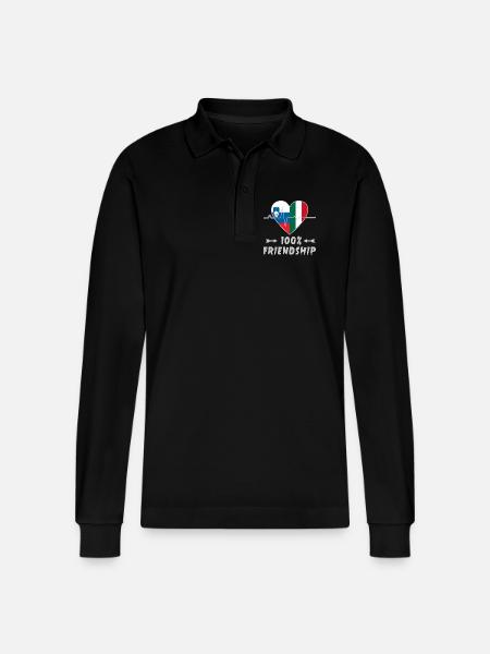 Slovenia e Italia 100% amicizia - Polo a manica lunga ecologica unisex Prepster di Stanley/Stella - nero