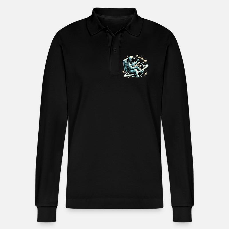 Wareniki Astronaut lecker Geschenk - Stanley/Stella Unisex Bio-Langarm-Poloshirt Prepster - Schwarz