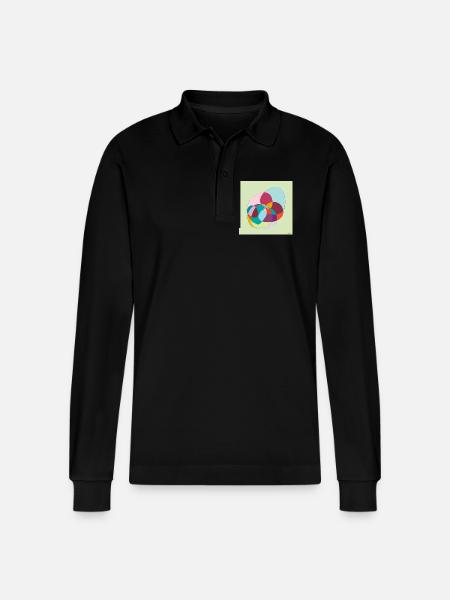 Verschlungene Farbübergänge - Stanley/Stella Unisex Bio-Langarm-Poloshirt Prepster - Schwarz