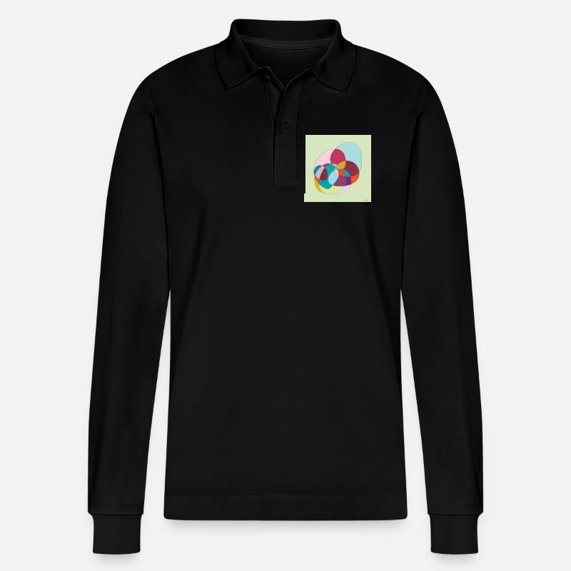 Verschlungene Farbübergänge - Stanley/Stella Unisex Bio-Langarm-Poloshirt Prepster - Schwarz