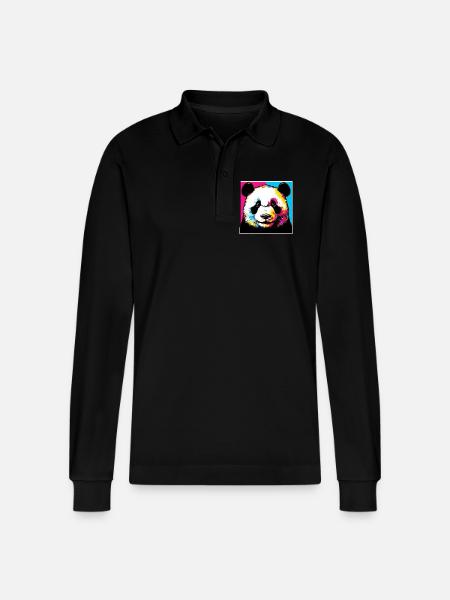 Panda - Stanley/Stella Unisex Bio-Langarm-Poloshirt Prepster - Schwarz