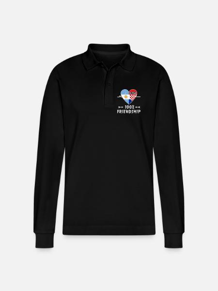 Argentina and Croatia 100% friendship - Stanley/Stella Organic Unisex Long-Sleeved Polo Shirt Prepster - black