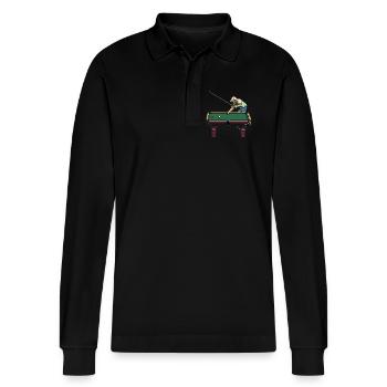 Billiard Player Pixel Art - Stanley/Stella Organic Unisex Long-Sleeved Polo Shirt Prepster - black - Front - Anna (173cm) & Nico (186cm)