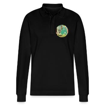 Niedliches Monster im zauberhaften Wald - Stanley/Stella Unisex Bio-Langarm-Poloshirt Prepster - Schwarz - Vorne - Anna (173cm) & Nico (186cm)