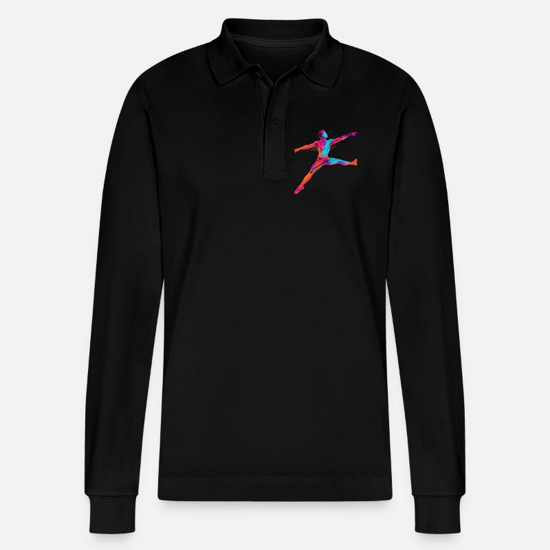Männlicher Ballett Tänzer Synthwave - Stanley/Stella Unisex Bio-Langarm-Poloshirt Prepster - Schwarz