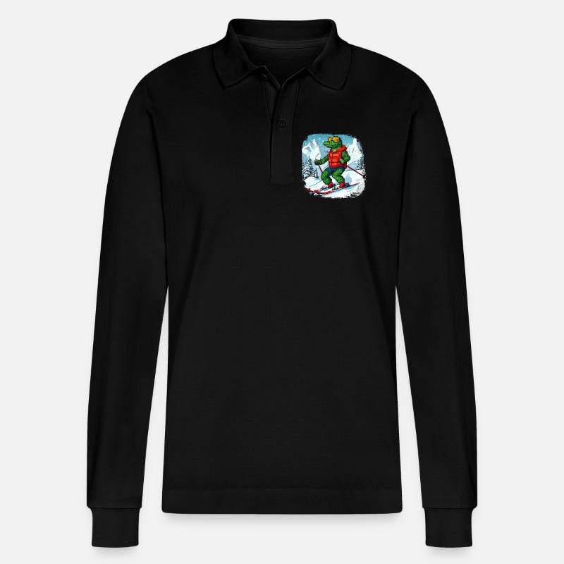 Krokodile Ski - Stanley/Stella Unisex Bio-Langarm-Poloshirt Prepster - Schwarz
