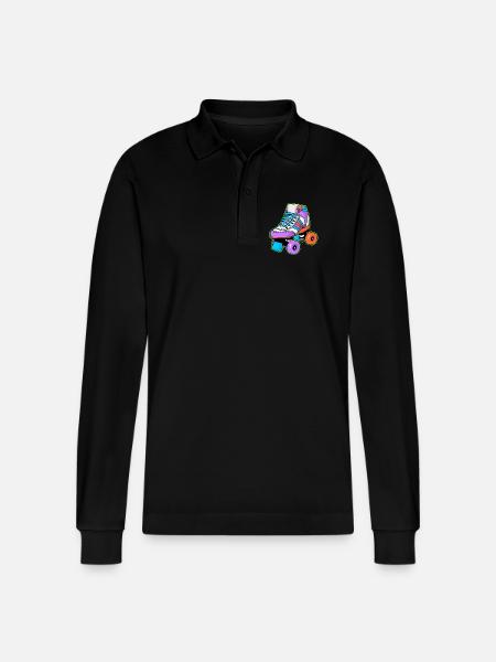 Roller Skating Skater - Stanley/Stella Organic Unisex Long-Sleeved Polo Shirt Prepster - black