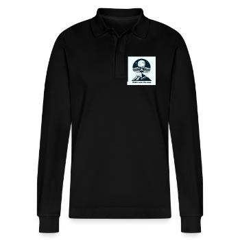Action Mode - Stanley/Stella Organic Unisex Long-Sleeved Polo Shirt Prepster - black - Front - Anna (173cm) & Nico (186cm)