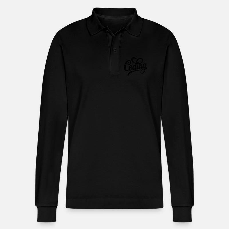 Coding - Cool Technology Design - Stanley/Stella Organic Unisex Long-Sleeved Polo Shirt Prepster - black