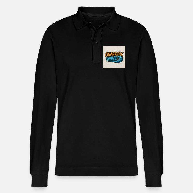 Graffitix Welle Graffiti Logo - Stanley/Stella Unisex Bio-Langarm-Poloshirt Prepster - Schwarz