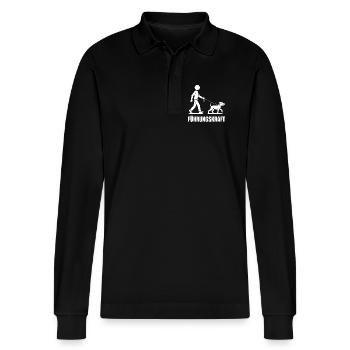 Leadership Dog - Stanley/Stella Organic Unisex Long-Sleeved Polo Shirt Prepster - black - Front - Anna (173cm) & Nico (186cm)