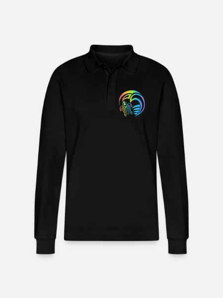 Schildkröte und buntes Meer - Stanley/Stella Unisex Bio-Langarm-Poloshirt Prepster - Schwarz