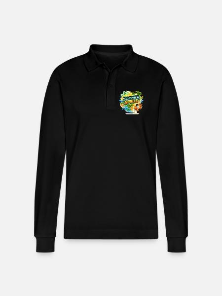 Sommer Spiele Palmenfarben - Stanley/Stella Organic Unisex Long-Sleeved Polo Shirt Prepster - black