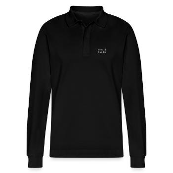 mental health – minimalist statement - Stanley/Stella Unisex Bio-Langarm-Poloshirt Prepster - Schwarz - Vorne - Anna (173cm) & Nico (186cm)