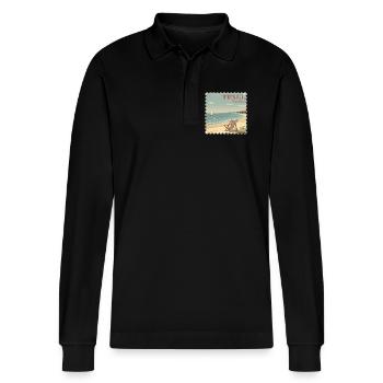 Texel Noordzee - Stanley/Stella Unisex Bio-Langarm-Poloshirt Prepster - Schwarz - Vorne - Anna (173cm) & Nico (186cm)