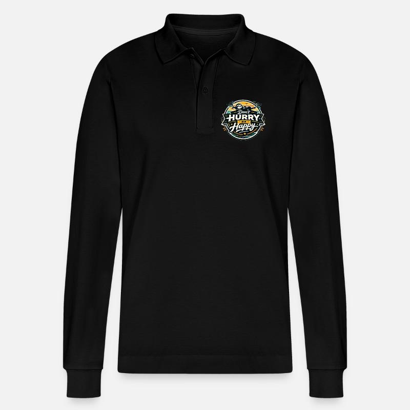 Dont Hurry Be Happy Sloth - Stanley/Stella Organic Unisex Long-Sleeved Polo Shirt Prepster - black