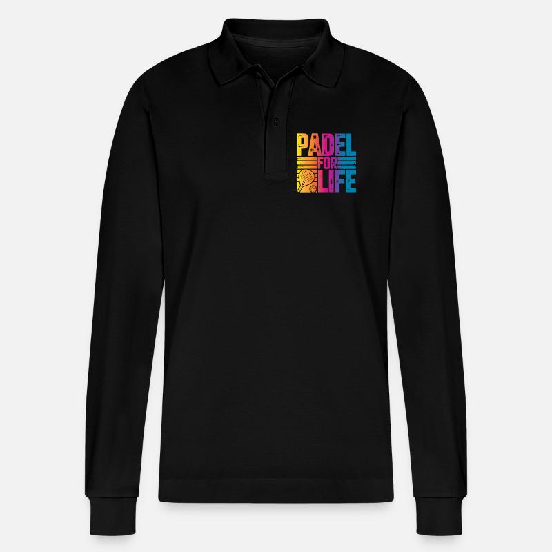 Padel for life - Stanley/Stella Unisex Bio-Langarm-Poloshirt Prepster - Schwarz