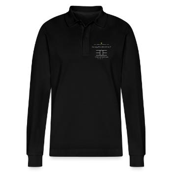 Tie-Break Tears Society Tee - Stanley/Stella Unisex Bio-Langarm-Poloshirt Prepster - Schwarz - Vorne - Anna (173cm) & Nico (186cm)