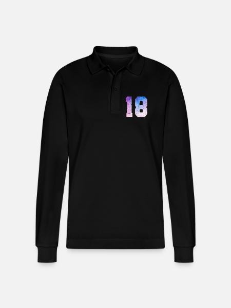 Issue 18 – 18th Birthday Gift - Stanley/Stella Organic Unisex Long-Sleeved Polo Shirt Prepster - black