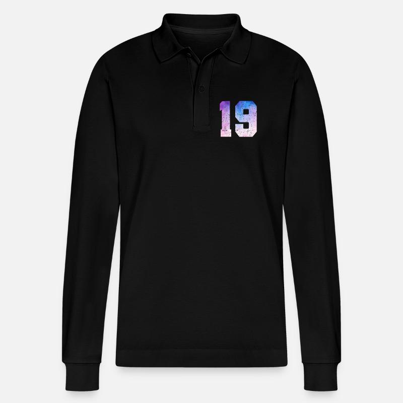 numéro 19 – Cadeau anniversaire 19 ans - Polo à manches longues bio PREPSTER Stanley/Stella Unisexe - noir