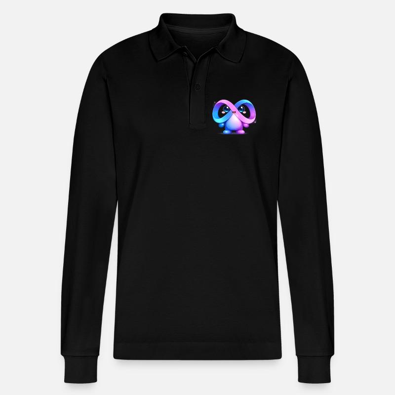 Niedlicher Meta-Infinity-Maskottchen-Aufkleber - Stanley/Stella Unisex Bio-Langarm-Poloshirt Prepster - Schwarz