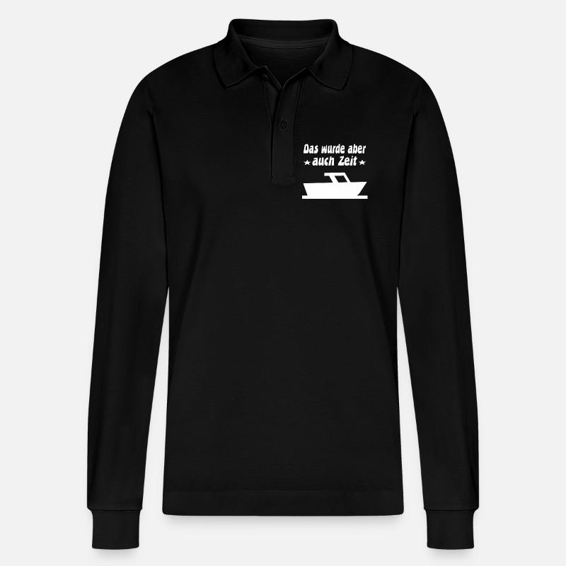 Motorboot - Stanley/Stella Unisex Bio-Langarm-Poloshirt Prepster - Schwarz