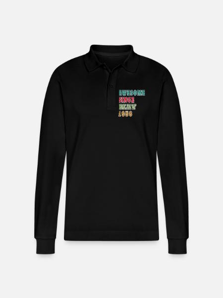 Birthday present May 1956 - Stanley/Stella Organic Unisex Long-Sleeved Polo Shirt Prepster - black