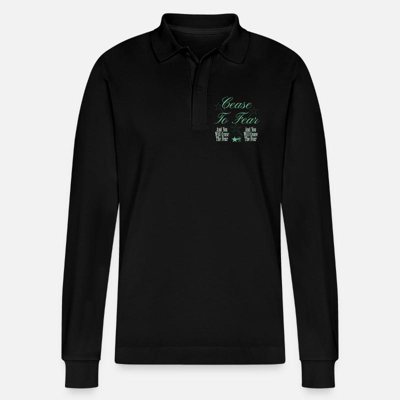 Angst Besiegen Spruch Design - Stanley/Stella Unisex Bio-Langarm-Poloshirt Prepster - Schwarz