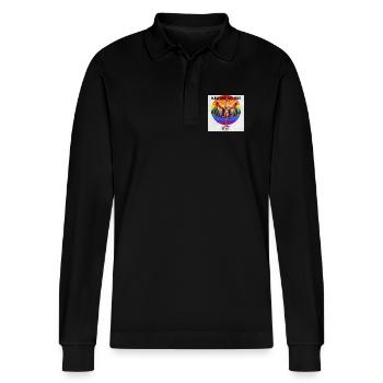 LGBTQ Pride Flamingo Rainbow Design - Stanley/Stella Unisex Bio-Langarm-Poloshirt Prepster - Schwarz - Vorne - Anna (173cm) & Nico (186cm)