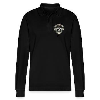 Mondgöttin Mandala Traumfänger - Stanley/Stella Unisex Bio-Langarm-Poloshirt Prepster - Schwarz - Vorne - Anna (173cm) & Nico (186cm)