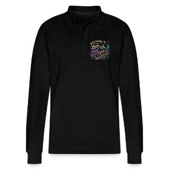 Nur ein Mädchen, das Trailrunning liebt - Stanley/Stella Unisex Bio-Langarm-Poloshirt Prepster - Schwarz - Vorne - Anna (173cm) & Nico (186cm)