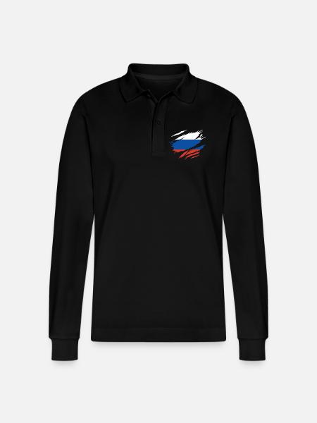 Russie Drapeau Russe - Polo à manches longues bio PREPSTER Stanley/Stella Unisexe - noir