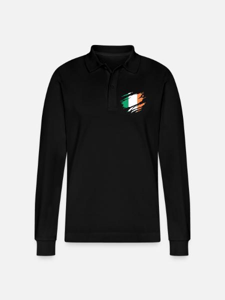 Irland-Irische Flagge - Stanley/Stella Unisex Bio-Langarm-Poloshirt Prepster - Schwarz
