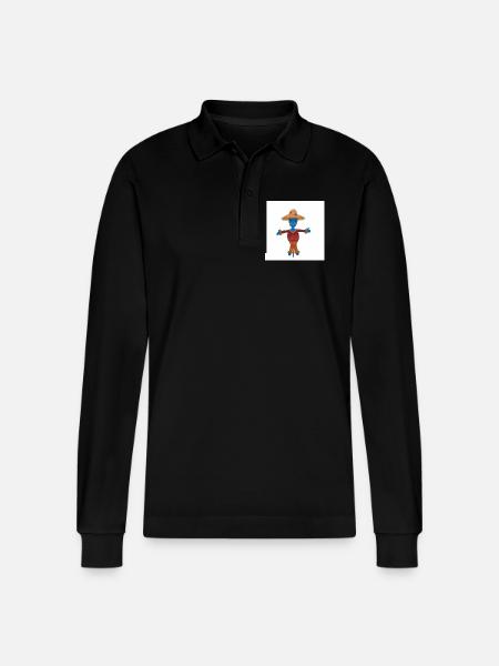 Susi Scarecrow Child Motif - Stanley/Stella Organic Unisex Long-Sleeved Polo Shirt Prepster - black