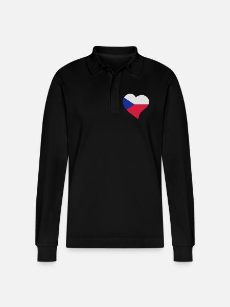 Czech heart - Stanley/Stella Organic Unisex Long-Sleeved Polo Shirt Prepster - black