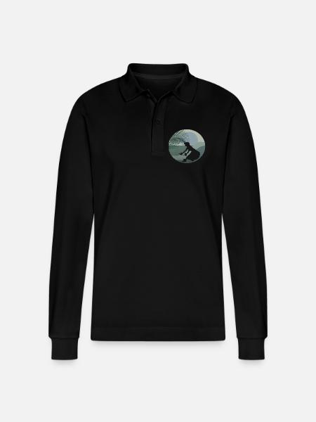 Hawaii Girl - Design - Stanley/Stella Organic Unisex Long-Sleeved Polo Shirt Prepster - black