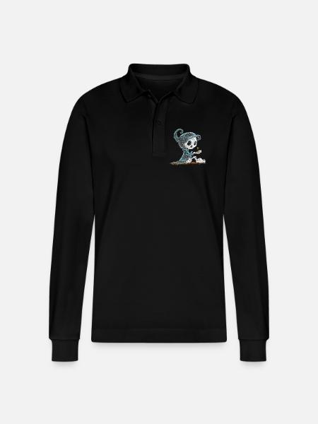 Skeleton Holding Plant Hope Emergence - Stanley/Stella Organic Unisex Long-Sleeved Polo Shirt Prepster - black