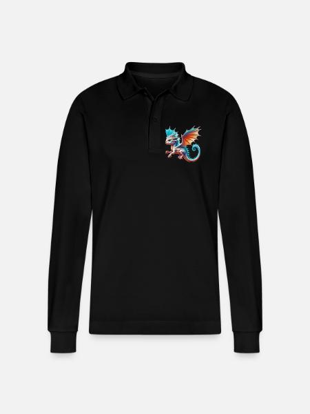 Drache - Stanley/Stella Unisex Bio-Langarm-Poloshirt Prepster - Schwarz