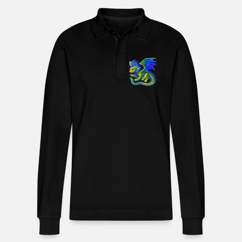 Drache - Stanley/Stella Unisex Bio-Langarm-Poloshirt Prepster - Schwarz