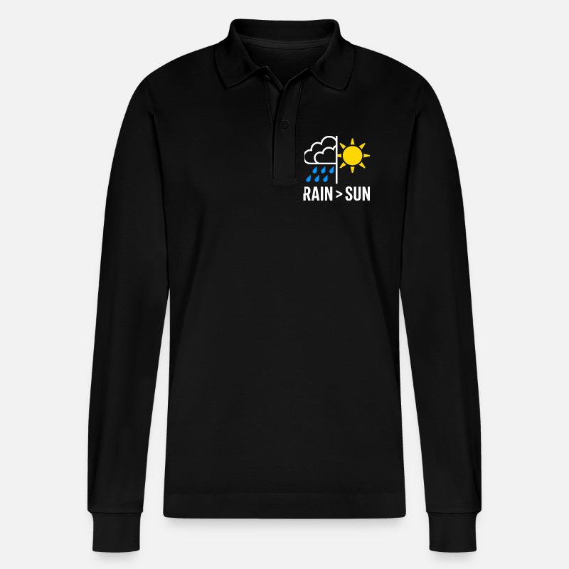 Rain Over Sun Regen - Stanley/Stella Unisex Bio-Langarm-Poloshirt Prepster - Schwarz