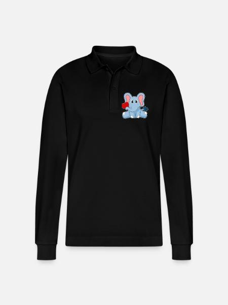 Elephant Heart - Stanley/Stella Organic Unisex Long-Sleeved Polo Shirt Prepster - black