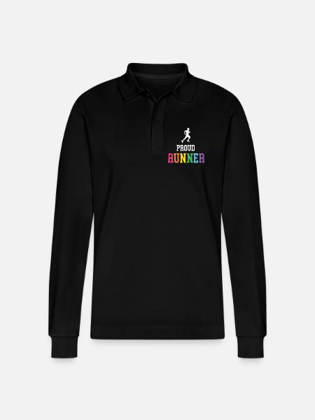 Proud LGBT Runner - Stanley/Stella Organic Unisex Long-Sleeved Polo Shirt Prepster - black