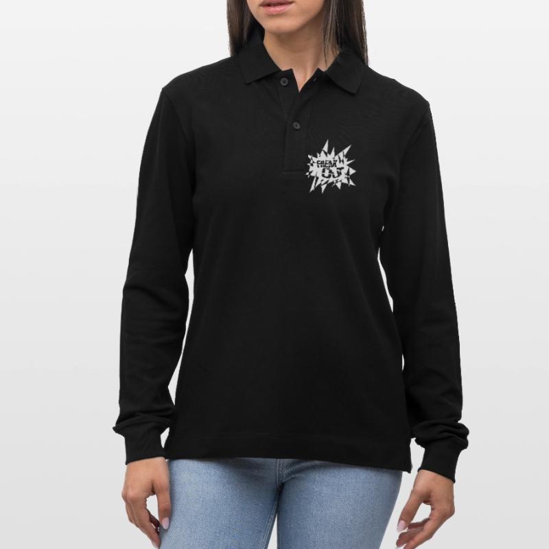 Angular Explosion Burst Text Stanley/Stella Organic Unisex Long-Sleeved Polo Shirt Prepster
