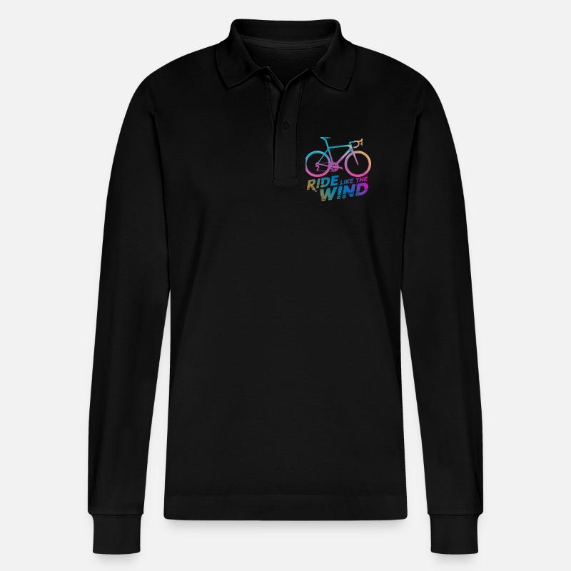 Gradient Fahrradfahrt Grafik - Stanley/Stella Unisex Bio-Langarm-Poloshirt Prepster - Schwarz