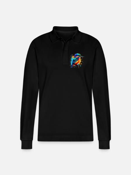 Kingfisher - Stanley/Stella Organic Unisex Long-Sleeved Polo Shirt Prepster - black