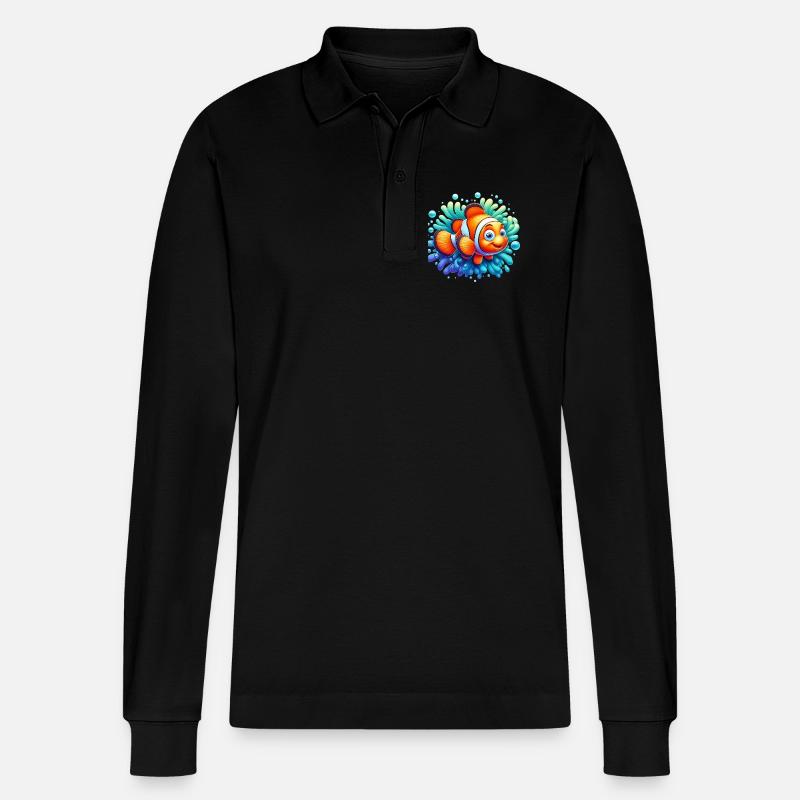 Clownfisch - Stanley/Stella Unisex Bio-Langarm-Poloshirt Prepster - Schwarz