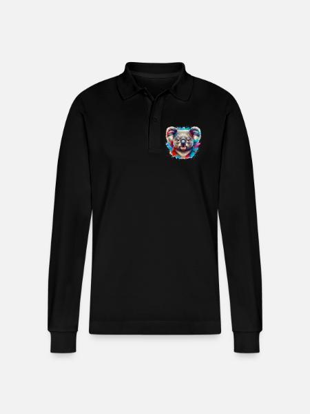 Koala - Stanley/Stella Organic Unisex Long-Sleeved Polo Shirt Prepster - black